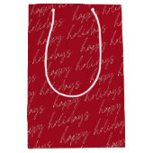 Elegant Chic Minimalist Prettige feestdagen | Rood Medium Cadeauzakje (Voorkant)