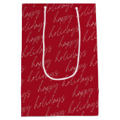 Elegant Chic Minimalist Prettige feestdagen | Rood Medium Cadeauzakje (Achterkant)