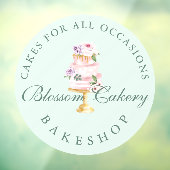 Elegant & Chic Mint Waterverf Floral Cake Bakery Raamsticker (Vel 3)