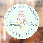 Elegant & Chic Mint Waterverf Floral Cake Bakery Raamsticker (Vel 2)
