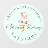 Elegant & Chic Mint Waterverf Floral Cake Bakery Raamsticker (Vel)