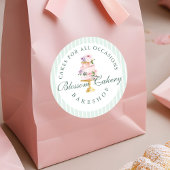 Elegant & Chic Mint Waterverf Floral Cake Bakery Ronde Sticker