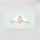 Elegant & Chic Mint Waterverf Floral Cake Bakery Visitekaartje (Voorkant)