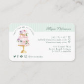 Elegant & Chic Mint Waterverf Floral Cake Bakery Visitekaartje (Achterkant)