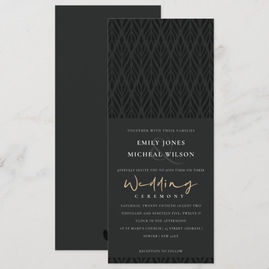 ELEGANT CHIC MODERN ART DECO BLACK GOLD WEDING KAART (Voorkant / Achterkant)