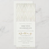 ELEGANT CHIC MODERN ART DECO WHITE SILVER WEDING KAART (Voorkant / Achterkant)