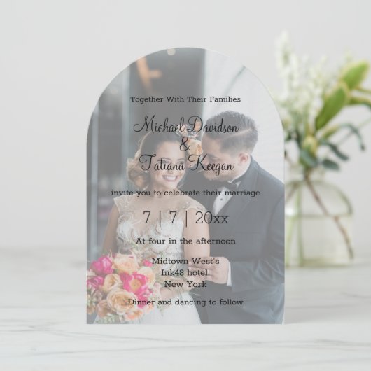 elegant chic modern bruiloft fotobedekking kaart (Staand voorkant)