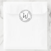 Elegant Chic Modern Eenvoudig Chic Monogram Foliag Ronde Sticker (Tas)