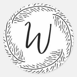 Elegant Chic Modern Eenvoudig Chic Monogram Foliag Ronde Sticker