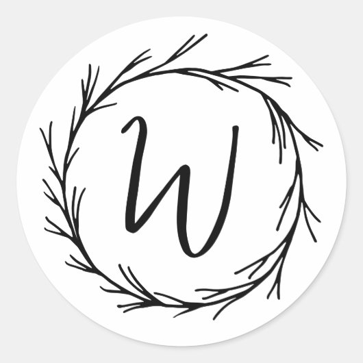 Elegant Chic Modern Eenvoudig Chic Monogram Ronde Sticker (Voorkant)