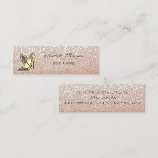 Elegant Chic Modern Glittery Bokeh-High Heels Mini Visitekaartje (Voorkant / Achterkant)