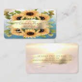 Elegant Chic Modern, Gold Brush Stroke, Sunflower Visitekaartje (Voorkant / Achterkant)