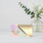 Elegant Chic Modern Gold Lotus Yoga Instructor Visitekaartje (Staand voorkant)