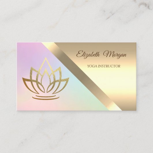 Elegant Chic Modern Gold Lotus Yoga Instructor Visitekaartje (Voorkant)