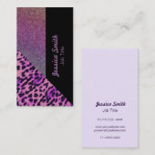 Elegant chic modern hedendaags leopard glitterspel visitekaartje (Voorkant / Achterkant)