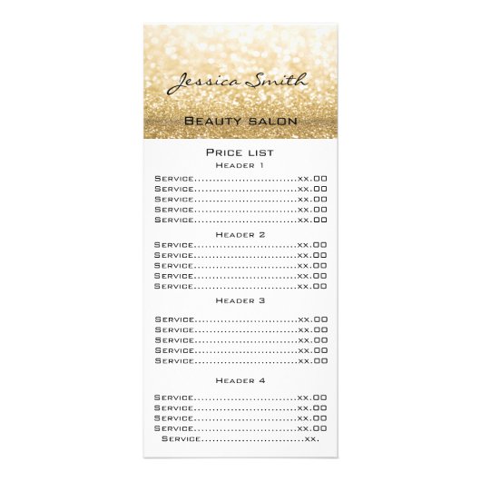 Elegant chic modern luxe faux glittery-menukaart reclamekaart (Voorkant)