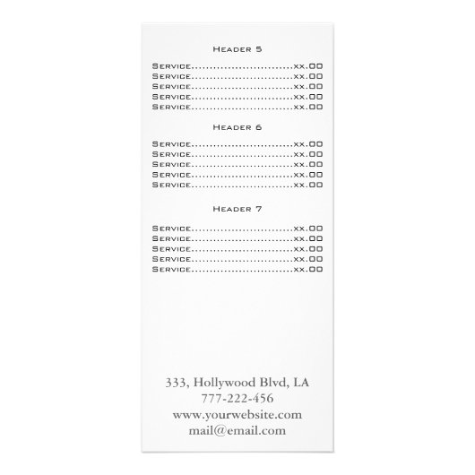 Elegant chic modern luxe faux glittery-menukaart reclamekaart (Achterkant)