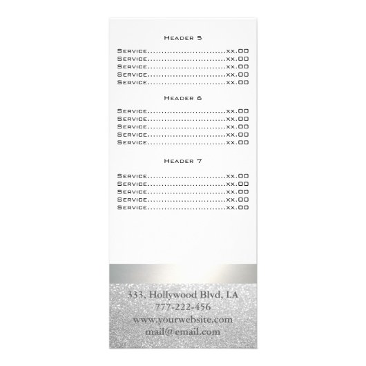 Elegant chic modern luxe faux glittery-menukaart reclamekaart (Achterkant)