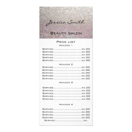 Elegant chic modern luxe faux glittery-menukaart reclamekaart (Voorkant)