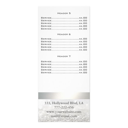 Elegant chic modern luxe faux glittery-menukaart reclamekaart (Achterkant)