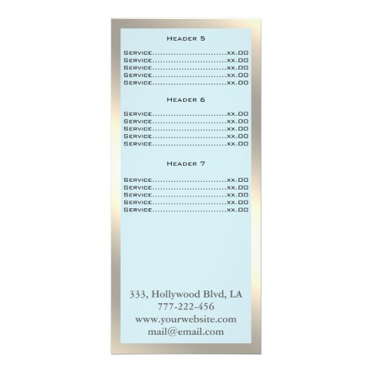 Elegant chic modern luxe faux Gold-rackkaart Reclamekaart (Achterkant)