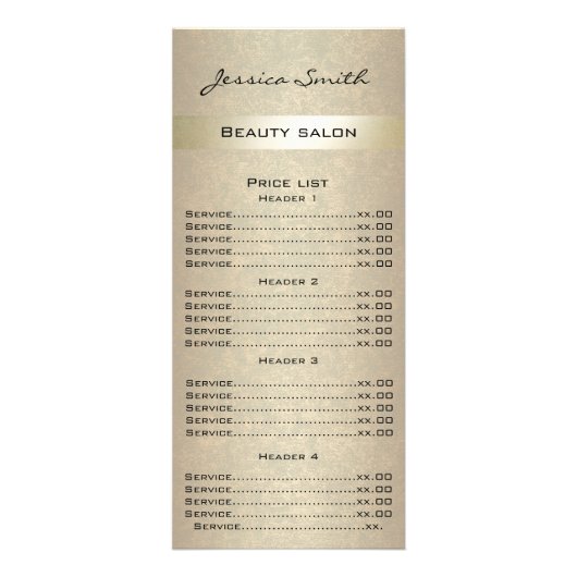 Elegant chic modern luxury faux gold menu card (Voorkant)