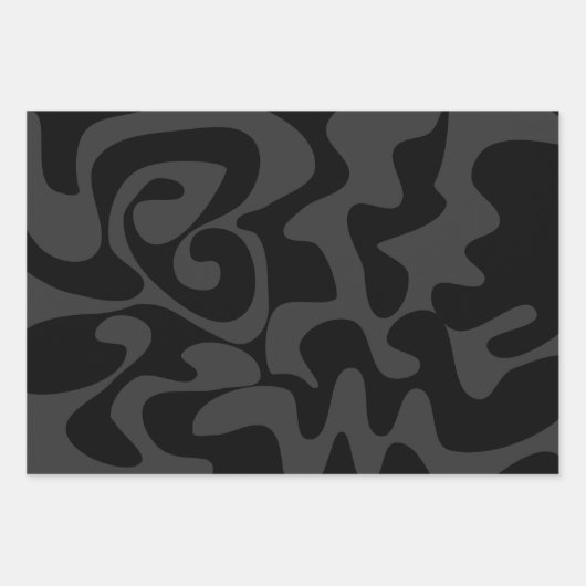 Elegant Chic Modern Matte Black Gray Pattern Inpakpapier Vel (Voorkant 3)