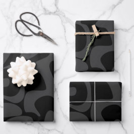 Elegant Chic Modern Matte Black Gray Pattern Inpakpapier Vel