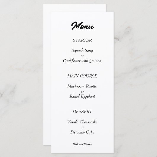 Elegant Chic Modern Minimalist Black and White Menu (Voorkant / Achterkant)