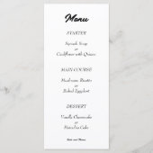 Elegant Chic Modern Minimalist Black and White Menu (Voorkant)