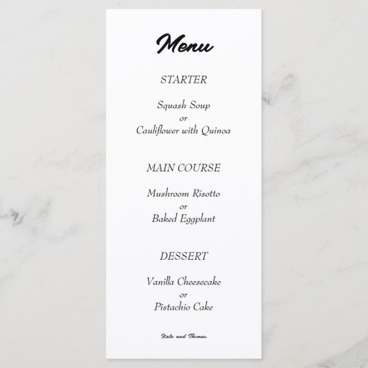 Elegant Chic Modern Minimalist Black and White Menu (Voorkant)