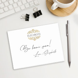 Elegant Chic Modern Monogram Black Gold  Post-it® Notes
