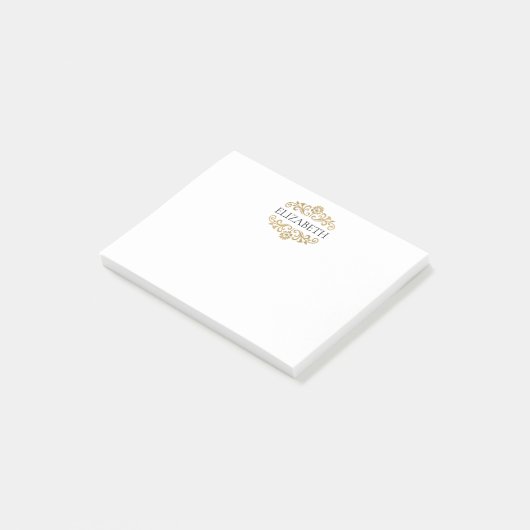Elegant Chic Modern Monogram Black Gold Post-it® Notes (Schuin)