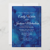Elegant Chic Modern Navy Blue Waterverf Wedding Kaart (Voorkant)