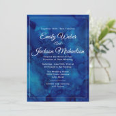 Elegant Chic Modern Navy Blue Waterverf Wedding Kaart (Staand voorkant)