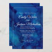 Elegant Chic Modern Navy Blue Waterverf Wedding Kaart (Voorkant / Achterkant)