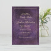 Elegant Chic Modern Plum Paars Wedding Kaart (Staand voorkant)