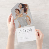 Elegant Chic Modern Simple Photo Wedding All In One Uitnodiging (Afscheurbaar)