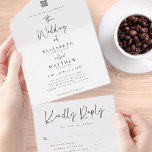 Elegant chic Modern Simple QR Code Weddenschap All In One Uitnodiging<br><div class="desc">Bestaat uit cursief script en serif typografie. Deze elementen zijn modern,  eenvoudig en chic. Dit is ontworpen door White Paper Birch Co. exclusief voor Zazzle. Hier te vinden op: http://www.zazzle.com/store/whitepaperbirch</div>