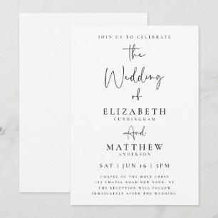 Elegant Chic Modern Simple Typography Wedding Kaart