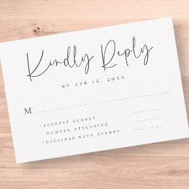 Elegant Chic Modern Simple Typography Wedding RSVP Kaartje
