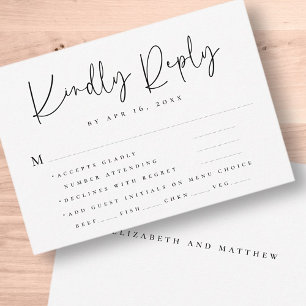 Elegant Chic Modern Simple Typography Wedding RSVP Kaartje