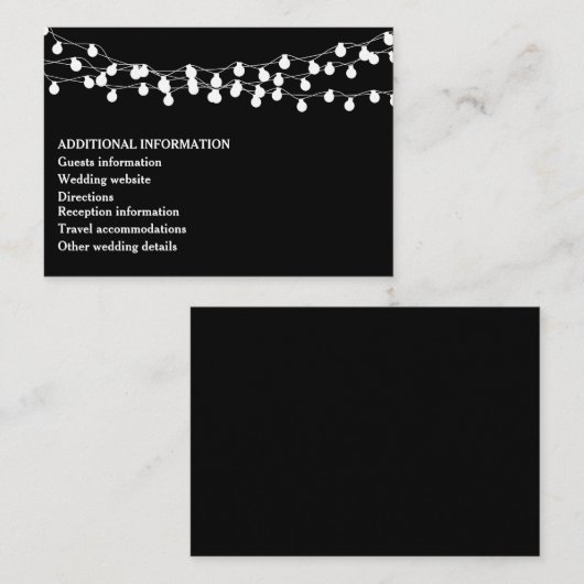 Elegant Chic Modern String Lights Wedding Informatiekaartje (Voorkant / Achterkant)