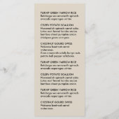 Elegant Chic Modern Taupe Custom Logo Restaurant Menu (Achterkant)