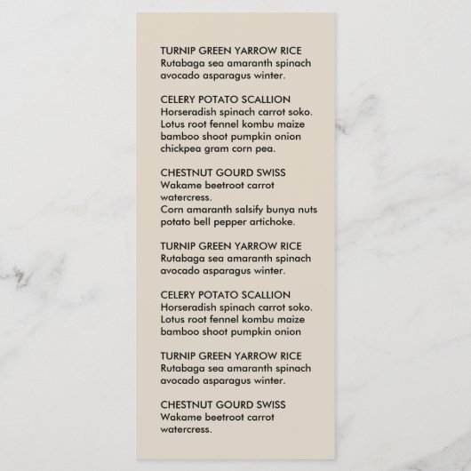 Elegant Chic Modern Taupe Custom Logo Restaurant Menu (Achterkant)