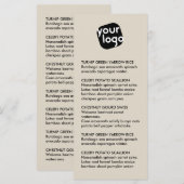 Elegant Chic Modern Taupe Custom Logo Restaurant Menu (Voorkant / Achterkant)