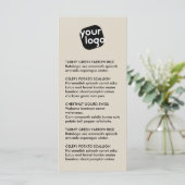 Elegant Chic Modern Taupe Custom Logo Restaurant Menu (Staand voorkant)