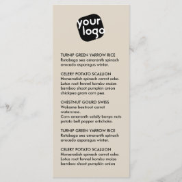 Elegant Chic Modern Taupe Custom Logo Restaurant Menu