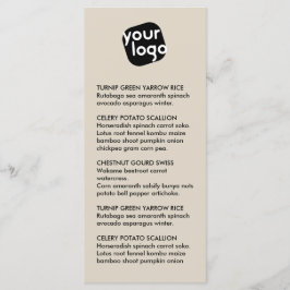 Elegant Chic Modern Taupe Custom Logo Restaurant Menu