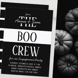 Elegant Chic Moderne Striped Herfst Engagement Par Kaart